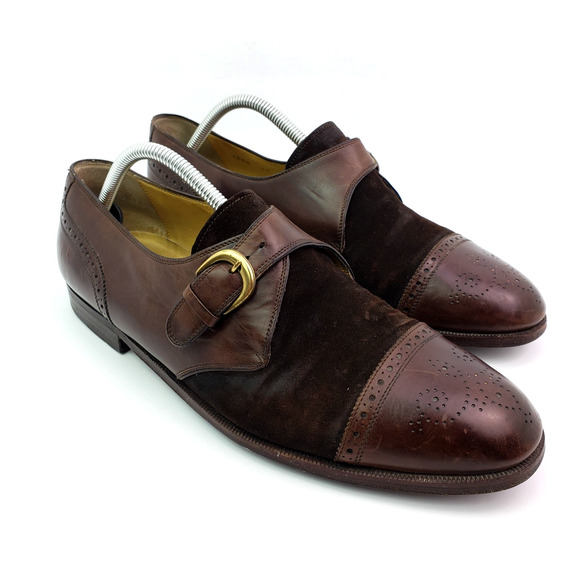 Cole Haan Mens Size 11 Brown Leather Monk Strap Cap Toe Formal Dress Shoes - Picture 1 of 12